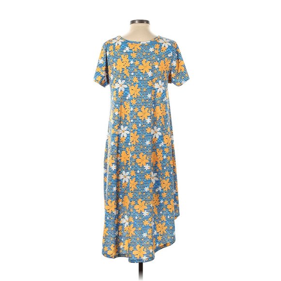 LuLaRoe Carly Swing Dress High/Low Size Small (Oversized) Blue Floral Print - Picture 2 of 2
